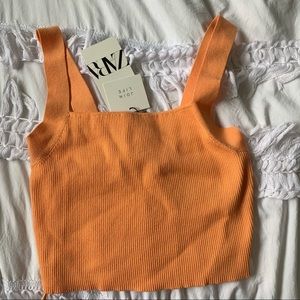 Zara | Tops | Orange Zara Cropped Knit Tank | Poshmark